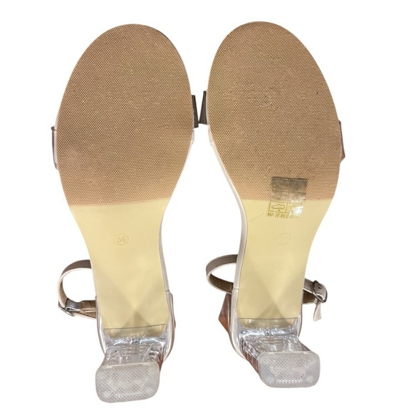 Azazie Nude Clear Heel Wedding‎ Bridesmaid Sandals - Size 39 (US Size 8.5 - 9) - Picture 5 of 9